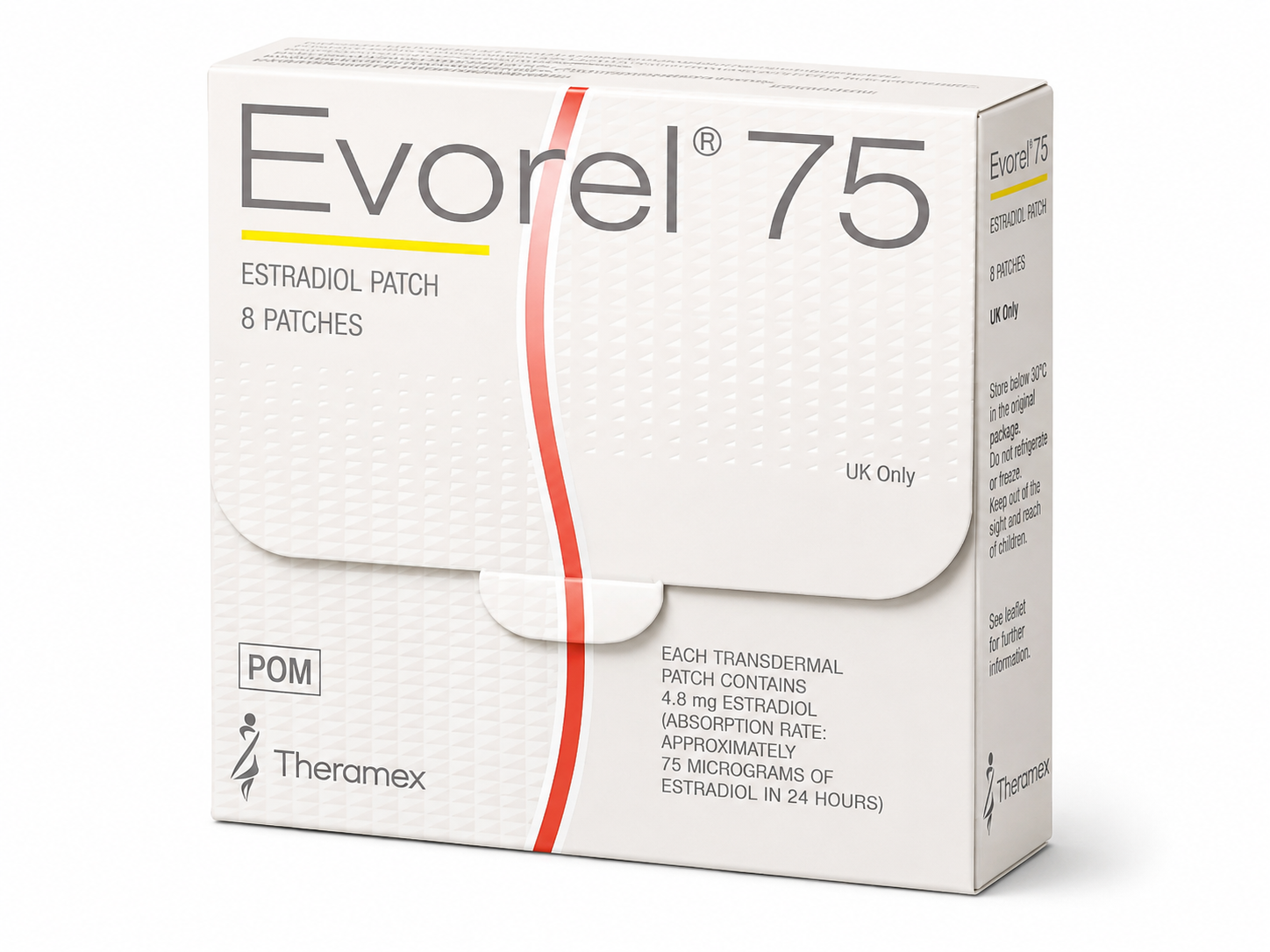 Evorel 75 Estradiol patch 8 patches each containing 4.8mg estradiol