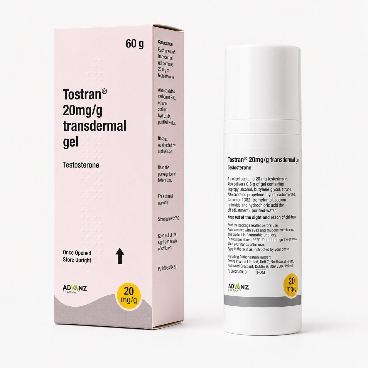 Tostran 20mg/g transdermal testosterone gel 60g